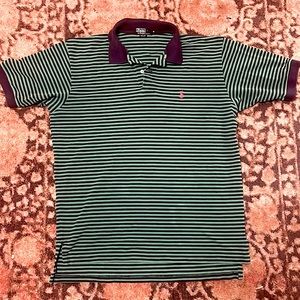 Polo by Ralph Lauren blue and green striped shirt w red horse logo